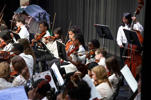 Students performing at the 2023-2024 All County Orchestra Concert